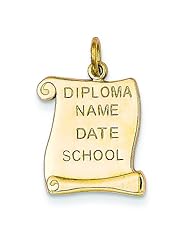 14K Gold Diploma Charm School Graduation Jewelry