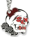 Ed Hardy Sex & Sin Skull Painted 24in Necklace