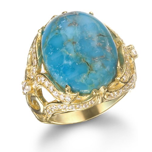 COPPER BLOCKED BLUE TURQUOISE COCKTAIL RING IN 