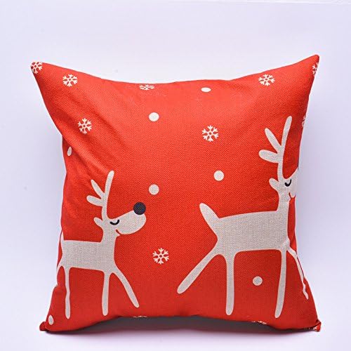 Weimei Square Decorative Christmas Throw Pillow Case Cushion Cover Throw Pillows Red Reindeer 18in X 18in One Side Printed