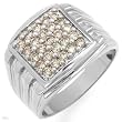 Gentlemens Ring With 1.00ctw Genuine Diamonds in 14K White Gold. Total item weight 8.5g (Size 11)