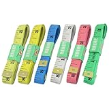 uxcell 巻き尺 シンワ ソフトテープメジャー　テープメジャー　フラット定規　ソフトファイバーグラス　五色　1.3cmワイド　150cm 60" 　6 個入り