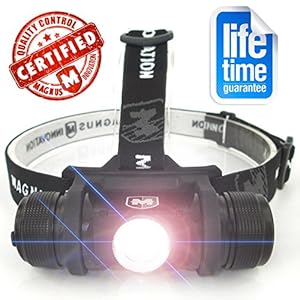 #1 USB Headlamp! 100% Lifetime Guarantee - 570 Lumen LED High Intensity Headlamp Flashlight - Two FREE Rechargeable Li-Ion Batteries, Fire Starter Kit, Microfiber Carrying Bag - Made for Camping, Running, Hunting, Fishing, Cycling, Hiking, Reading - Micro USB Charging Cable Included - Limited Time Offer - Buy Now