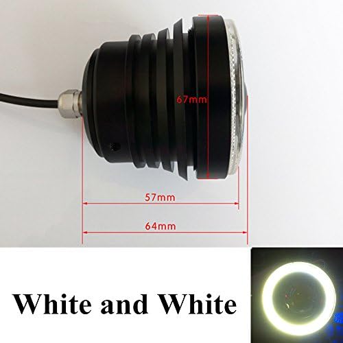 2x 12V Universal Super Bright Car LED COB Fog Angel Eyes DRL Spot Light Head Lamp 2 Color For Option (2.5 inch 64mm, White and White)