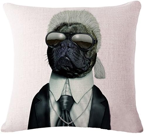 Ya Ya lucky Animal superstar Head Cotton Linen Square Decorative Throw Pillow Case Cushion Cover 18×18inch (Karl Lagerfeld)