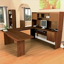 Bestar Omega U-Shaped Workstation in Tuscany Brown