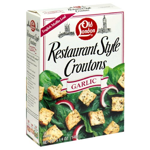 Old London Restaurant Style Croutons, Garlic, 5.25-Ounce Boxes (Pack of 12) by Old London