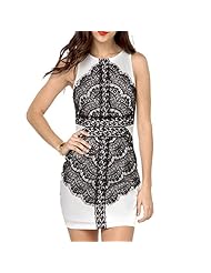 Lace Fitted Applique Tank Bodycon Dress 
