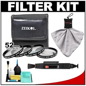 Zeikos 4-Piece +1 +2 +4 +10 Close-Up Macro Filter Set (52mm) + Lenspen + Spudz Microfiber Cleaning Cloth + Cleaning Kit for Canon, Nikon, Olympus, Pentax & Sony Digital SLR Cameras