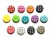 30 Pcs - Cute Retro Polka Dot Buttons 2 Hole - Size 15 Mm Assorted Color