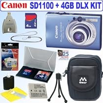 Canon PowerShot SD1100IS 8MP Digital Camera (Blue) + 4GB Deluxe Accessory Kit