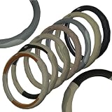 Genuine Leather Custom Designer Steering Wheel Cover With Subtle Padded Side for Increased Grip and Comfort, Size: Large, Color: Two Tone Grey