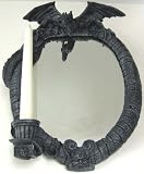 Gothic Winged Dragon Candle Holder Wall Mirror