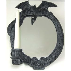 Gothic Winged Dragon Candle Holder Wall Mirror