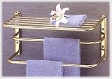 Premier Hotel Style Towel Rack - 20.5L., Polished Brass