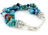 Sterling Silver Multiple Stone Bracelet With Triple Strands-Southwestern Delight!