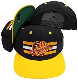 Vancouver Canucks Black/Yellow Two Tone Snapback Adjustable Plastic Snap Back Hat / Cap