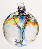 Kitras Art Glass -HOPE - TREE OF ENCHANTMENT WITCH BALL - Old English - Hand Blown Glass Ornament -OR-TREE-02-HP