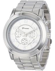 Geneva Womens 2365-silver-GEN  Oversized Boyfriend Metal Watch