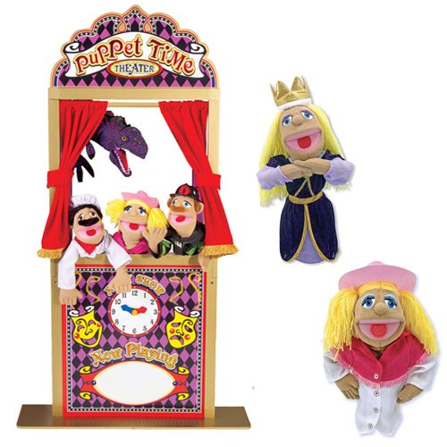 Melissa & Doug Deluxe Puppet Theater Bundle with Cowgirl and Princess Puppets