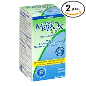 Blaine MagOx 400 Antacid & Magnesium Supplement Tablets, 400 mg, 120-Count Bottles (Pack of 2)