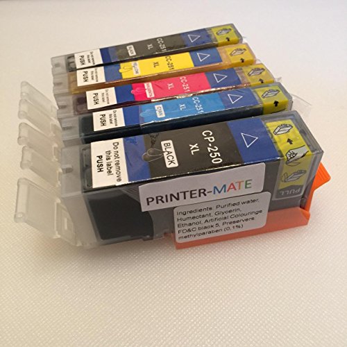 Canon Edible Ink 5 Pack Canon PGI 250 CLI 251 HIGH YIELD 250 251 MG5420, MG5520, MG6420, MX922 CLI-251BK, CLI-251C, CLI-251M, CLI-251Y, PGI-250BK CAKE PRINTING Printer-Mate