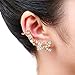 Lookatool Retro Crystal Butterfly Flower Stud Earring Wrap Clip On Ear Clamp GD