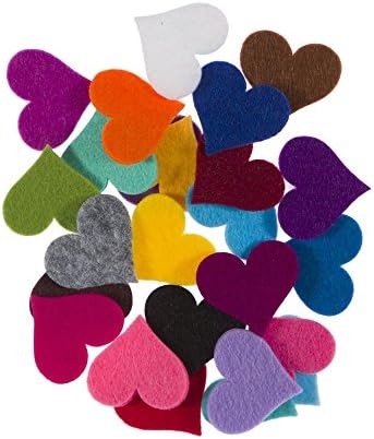 Feltfriend 25 Pieces Heart Shaped Die Cut Felt, Medium Size (Assorted Colors -FS309-K)