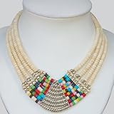 Handmade Silver Cow Bone Beaded Necklace