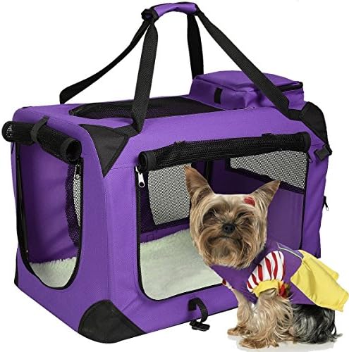 Medium Pet Carriers Purple Airline 36" x 25" x 25" Inches Approved Soft Sided Cat Dog Comfort Bag Travel Approved with Fleece Bed