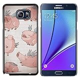 BearCase / Hard Back Shell Plastic Case Protection Cover /// Samsung Galaxy Note 5 /// pig wings funny cartoon drawing blue