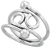 Sterling Silver Hand Made Freeform Wire Ring w/ 2 Beads, 13/16 (21mm) wide