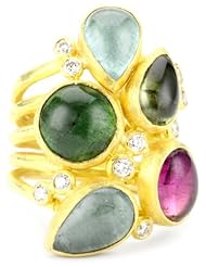 Julieli "Metaform" 18k Gold Tourmaline and Diamond Bouquet Ring