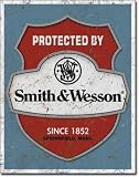 Smith & Wesson - Protected By Tin Sign 12.5 X 16 , 12x16