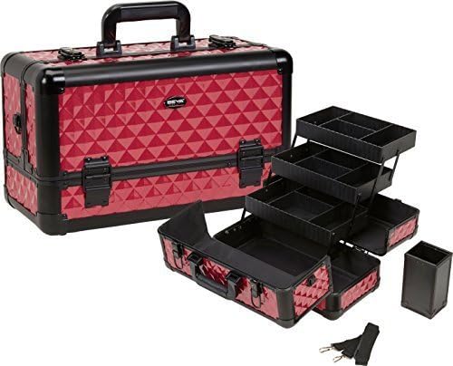 Seya Beauty Pro Aluminum Makeup Train Case w/ Brush Holder (Hot Pink Diamond) by Seya Beauty