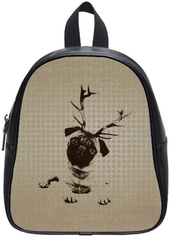 RAROFU Adorable Lovely Puppy Dog Pug Design Size S Backpack School Bag Satchel