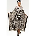 Black and White African Woman Caftan Kaftan with Matching Headwrap