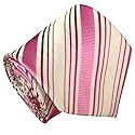 Paul Malone Krawatte 100% Seide pink weiss gestreift