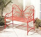 New Red Butterfly Garden Bench Iron 39-3/4 X 20 X 35-1/2 Durable High Quality Excellent Performance
