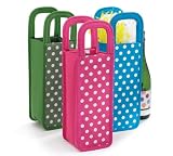 (3) Polka Dot Bottle Gift Bags Nylon 3 Bright Colors!