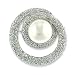 14K White Gold Diamond Circle Pearl Pin