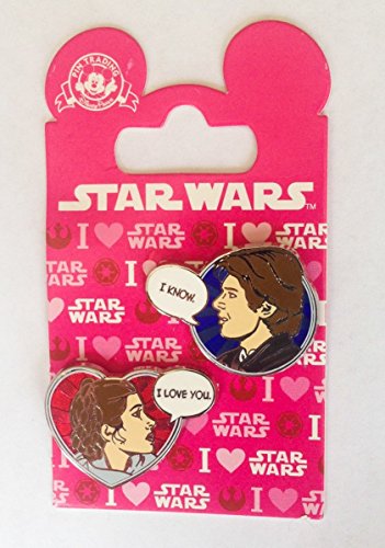Star Wars Disney Pin 113240 Han Solo and Princess Leia Valentines 2016 I love you I know pin set