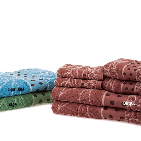 6pc Floral Dot Fashion Towel Set, Bisque