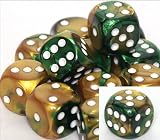 Gemini 16mm d6 Gold-Green w/white Pipped Dice