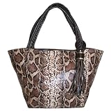 Snake-skin Tassel Handbag (Brown)