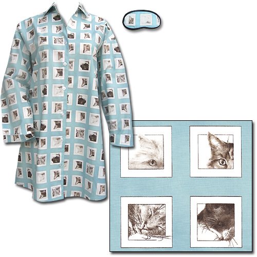 The Cat's Pajamas Curious Cats Non-Flannel Nightshirt x-small