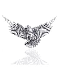 Detailed Sterling Silver Native American Indian Large Eagle Necklace 18"