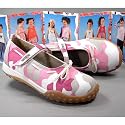 KIDS Camouflage-Design Ballerinas, Canvas, weiss-rosa