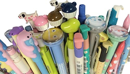 Grab Bag of 10 Kawaii Mechanical Pencils Plus Kawaii Pencil Bag, Stickers, Erasers