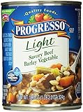 Progresso Soups Savory Beef Barley and Vegetable Soup, Light, 18.5 oz, 12 Pack